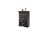 Huey Vineyard Black Full Sleigh Headboard, Chest And Nightstand