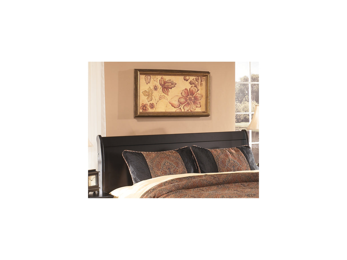 Huey Vineyard Black Queen Sleigh Headboard, Dresser, Mirror And Nightstand