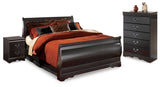 Huey Vineyard Black Full Sleigh Bed, Chest And 2 Nightstands