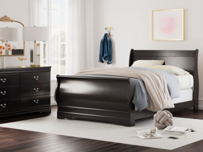 Huey Vineyard Black Full Sleigh Bed