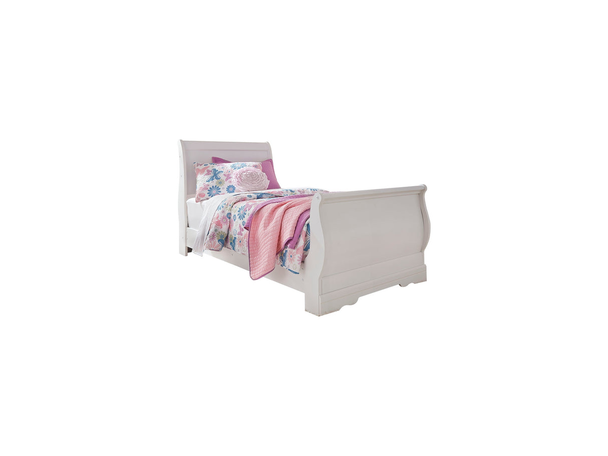 Anarasia White Twin Sleigh Bed And Chest