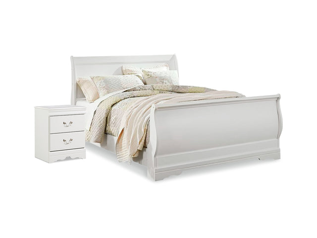 Anarasia White Queen Sleigh Bed And Nightstand