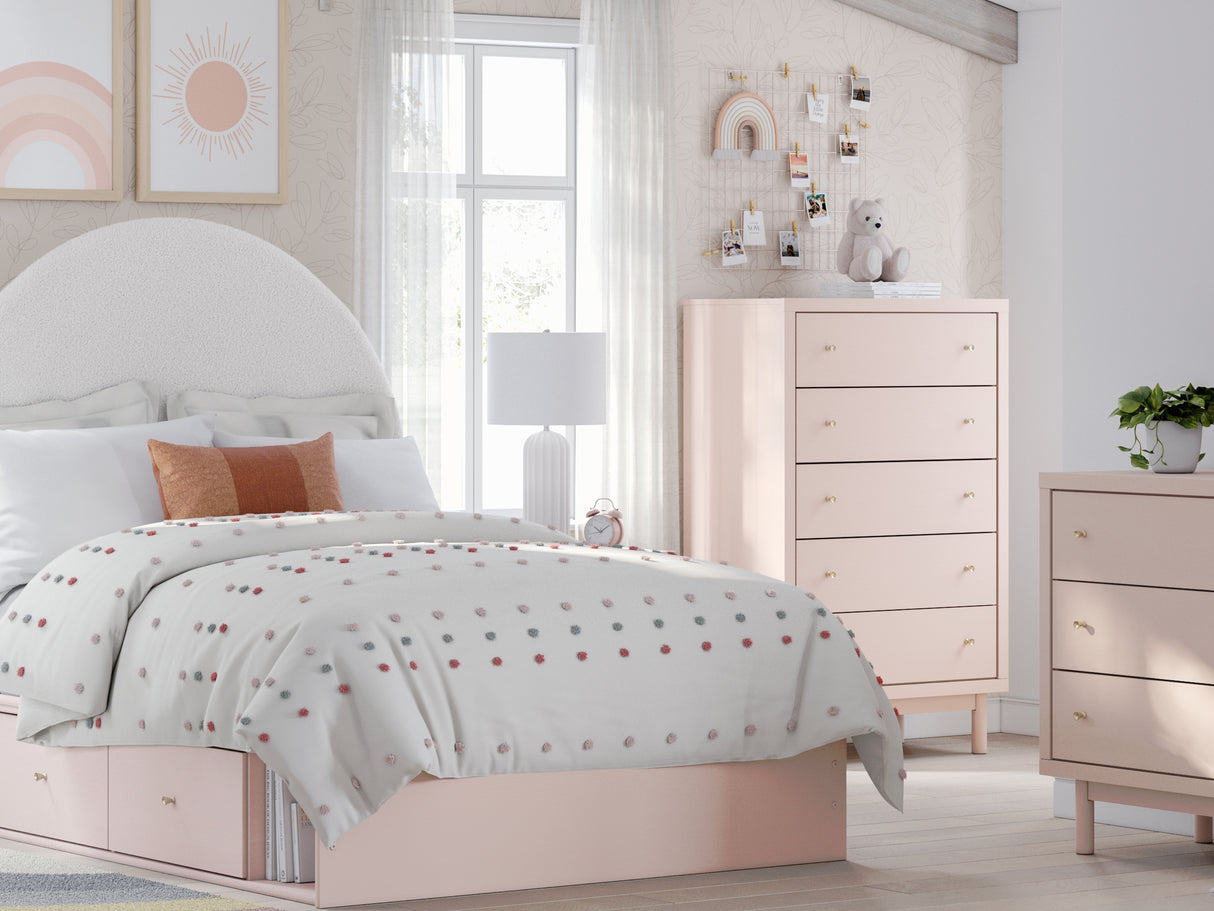 Wistenpine Blush Full Upholstered Panel Bed With Storage