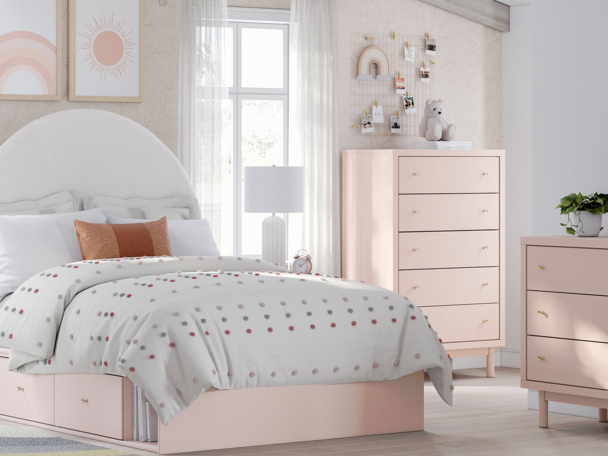 Wistenpine Blush Full Upholstered Panel Bed With Storage