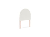 Wistenpine Blush Twin Upholstered Panel Headboard, Dresser And Mirror