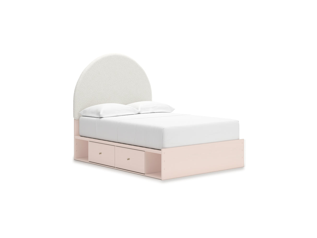 Wistenpine Blush Full Upholstered Panel Bed With Storage