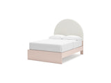 Wistenpine Blush Full Upholstered Panel Bed, Dresser And Mirror