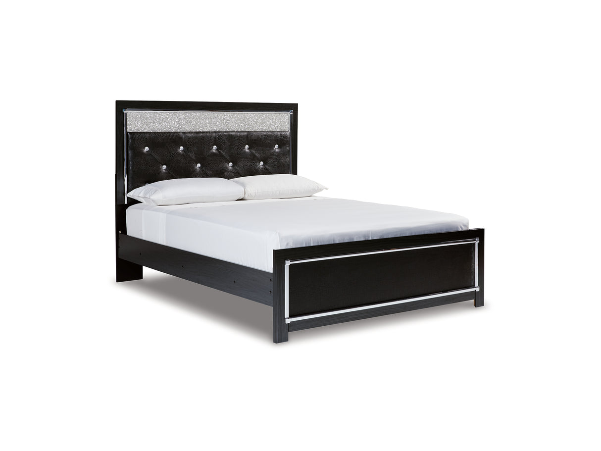 Kaydell Black Queen Upholstered Panel Bed