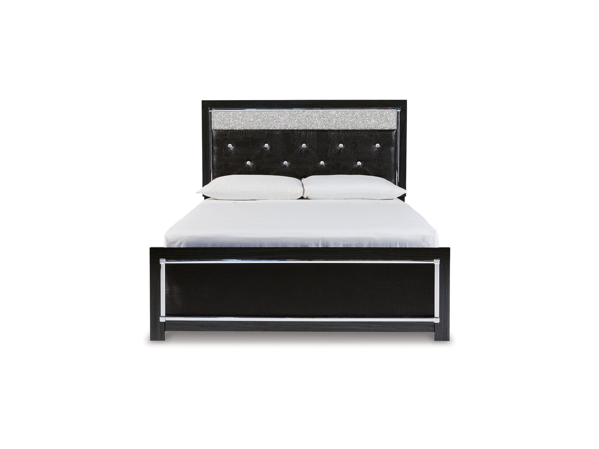 Kaydell Black Queen Upholstered Panel Bed