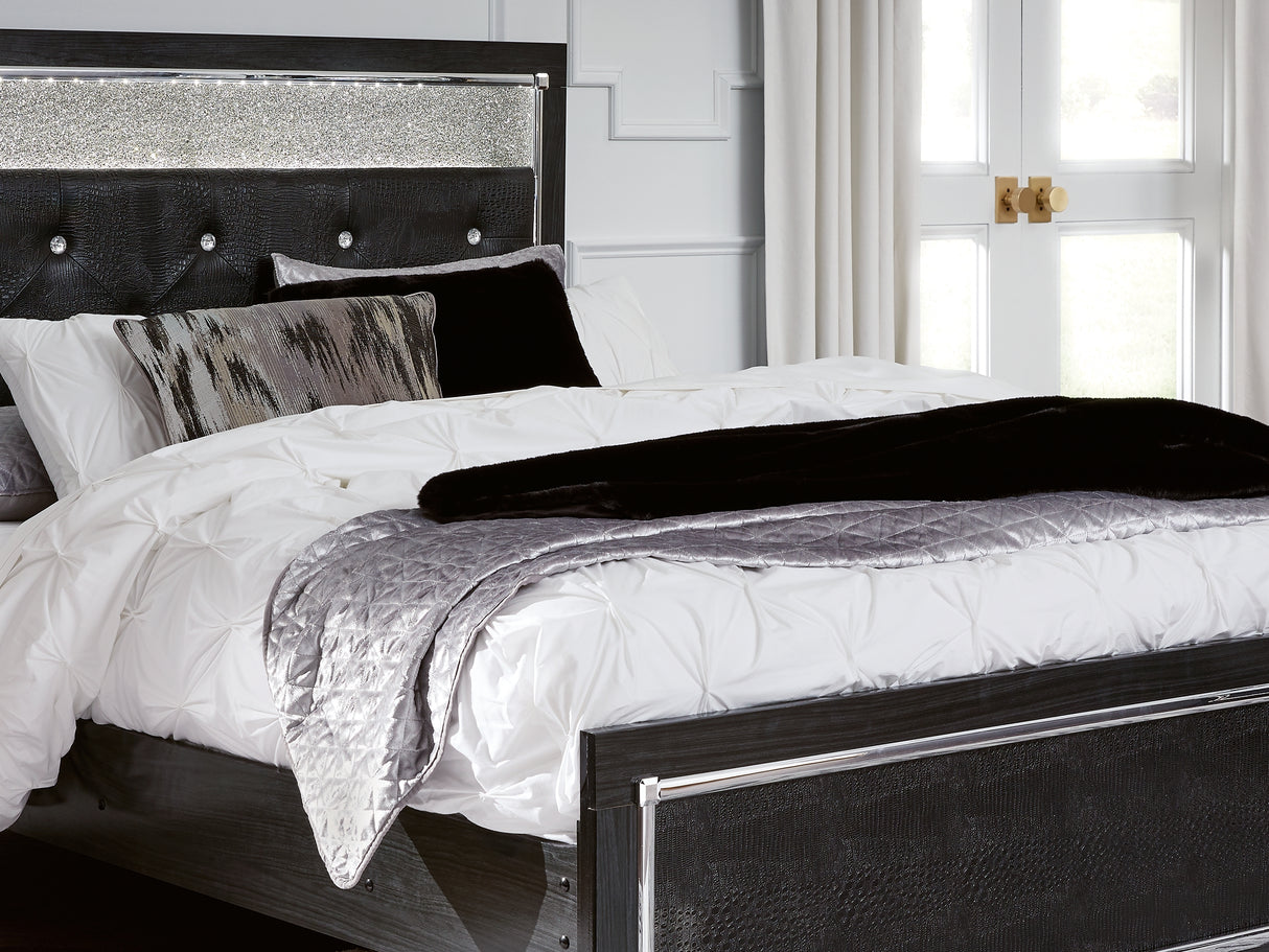 Kaydell Black Queen Upholstered Panel Bed