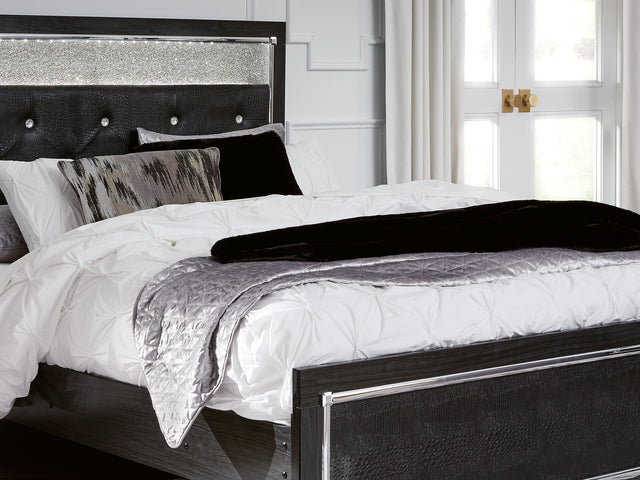 Kaydell Black Queen Upholstered Panel Bed