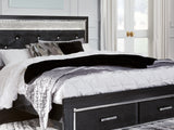 Kaydell Black King Panel Storage Bed, Dresser, Mirror And Nightstand