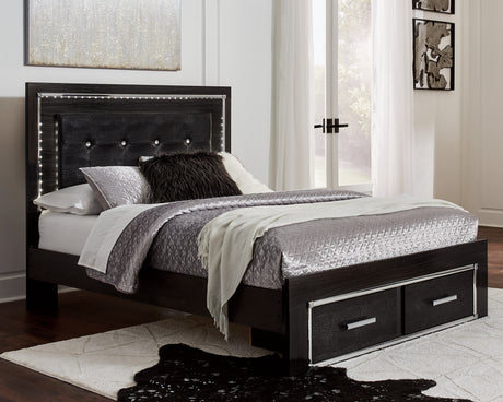 Kaydell Black Queen Upholstered Panel Bed With Storage