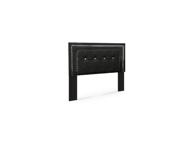 Kaydell Black Queen/Full Upholstered Panel Headboard, Dresser And Mirror