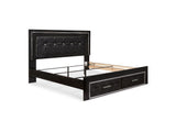 Kaydell Black King Panel Bed With Storage