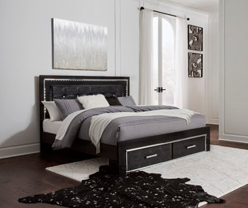 Kaydell Black King Panel Bed With Storage