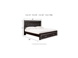 Kaydell Black King Panel Storage Bed, Dresser, Mirror And Nightstand