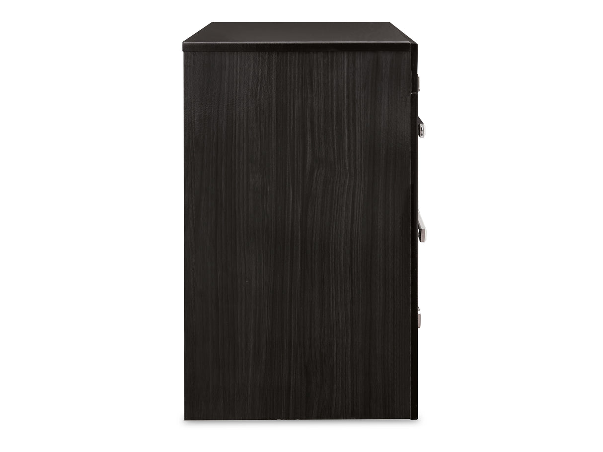 Kaydell Black King Panel Storage Bed, Dresser, Mirror And Nightstand