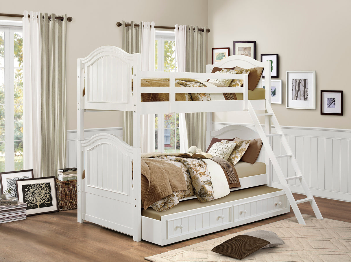 Clementine White Twin/Twin Bunk Bed With Twin Trundle