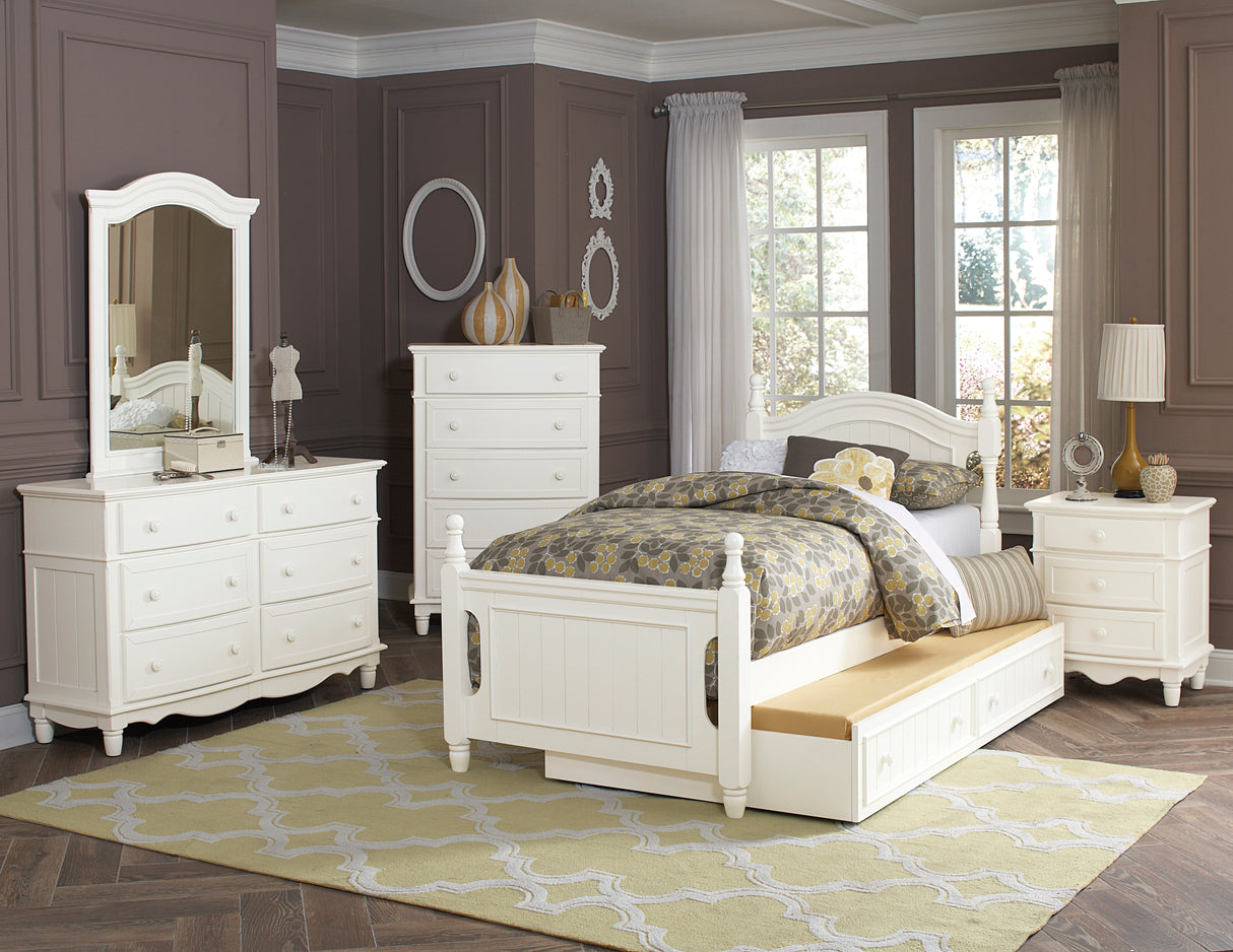 Clementine White Twin Platform Bed With Trundle