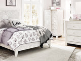 Paxberry Whitewash Full Panel Bed, Dresser, Mirror And Chest