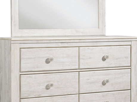 Paxberry Whitewash Full Panel Bed, Dresser, Mirror And Chest