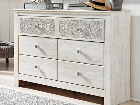 Paxberry Whitewash Full Panel Bed, Dresser And Nightstand