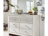 Paxberry Whitewash King Panel Bed, Dresser And Mirror
