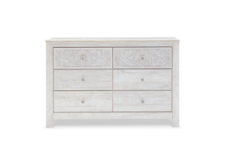 Paxberry Whitewash Full Panel Bed, Dresser And Nightstand