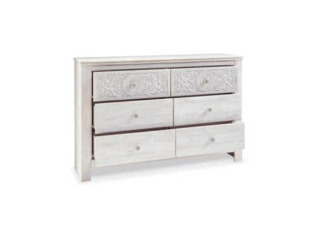 Paxberry Whitewash Full Panel Bed, Dresser And Nightstand