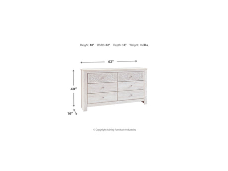 Paxberry Whitewash Full Panel Bed, Dresser And Nightstand