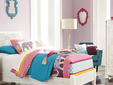 Paxberry Whitewash Twin Panel Bed, Chest And Nightstand