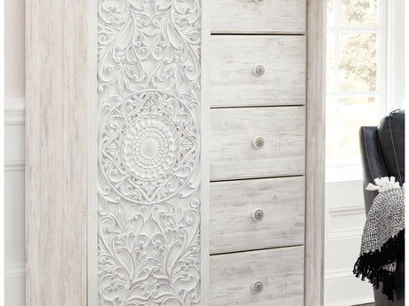 Paxberry Whitewash Full Panel Bed, Chest And Nightstand