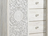 Paxberry Whitewash Full Panel Bed, Dresser, Mirror And Chest