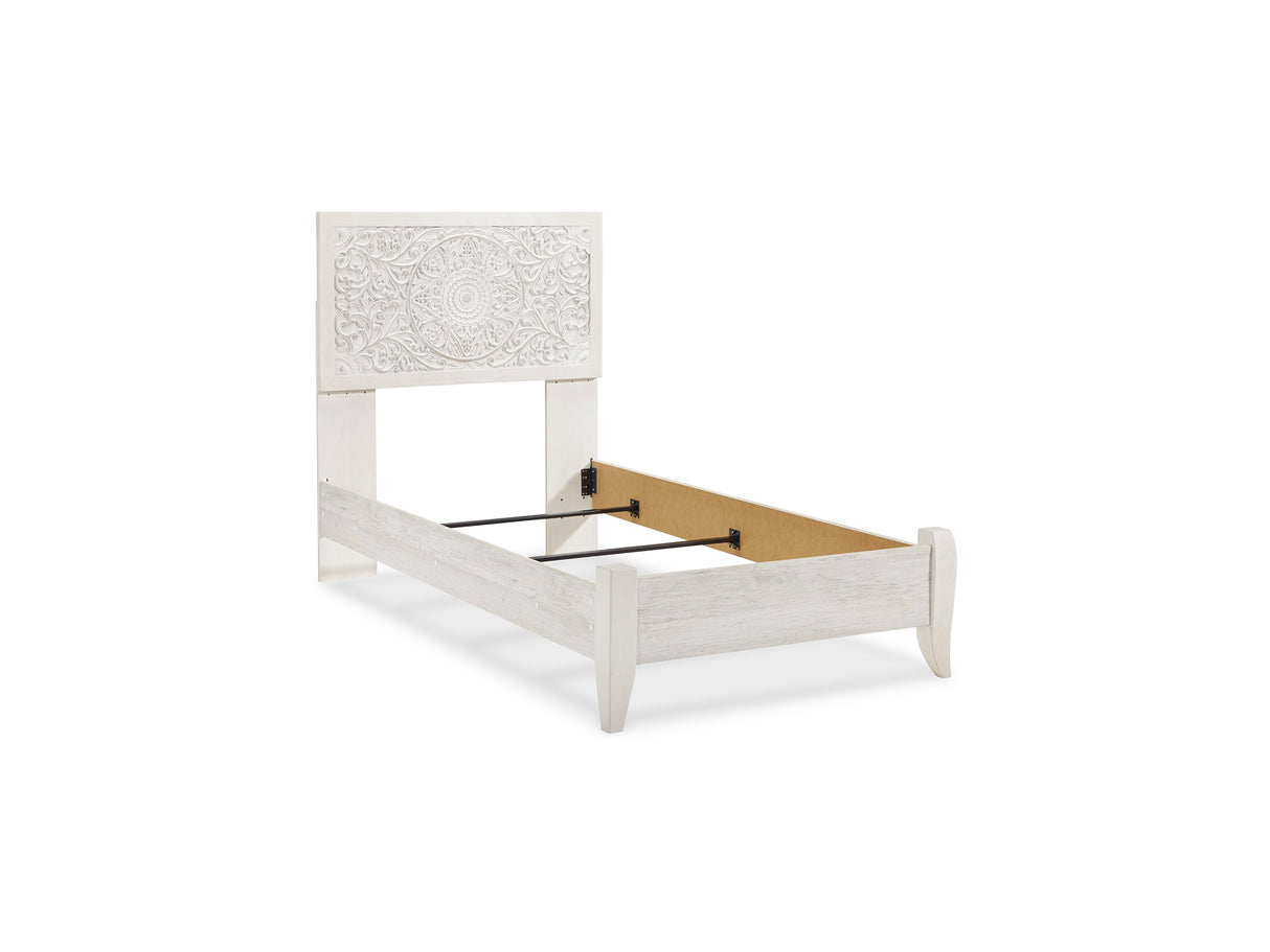 Paxberry Whitewash Twin Panel Bed, Chest And Nightstand