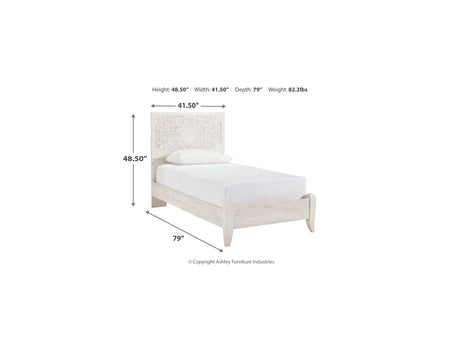 Paxberry Whitewash Twin Panel Bed, Chest And Nightstand