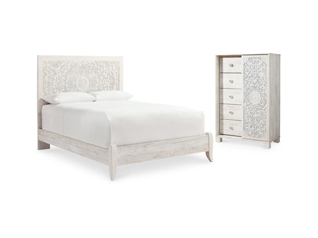 Paxberry Whitewash Queen Panel Bed And Chest