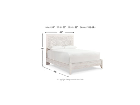 Paxberry Whitewash Queen Panel Bed And 2 Nightstands