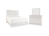 Paxberry Whitewash King Panel Bed, Dresser And Mirror