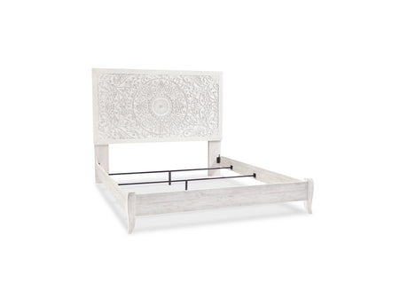 Paxberry Whitewash King Panel Bed, Dresser And Mirror