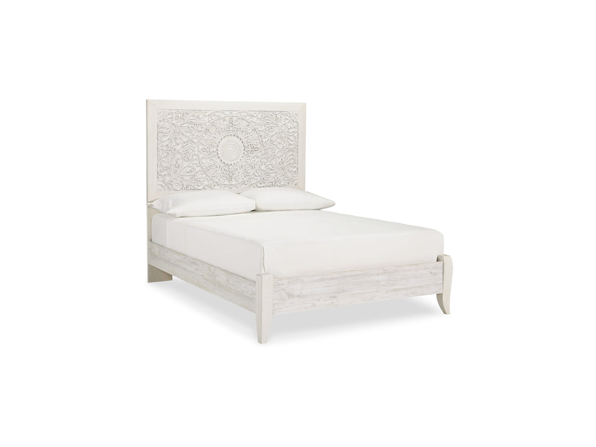 Paxberry Whitewash Full Panel Bed, Chest And Nightstand