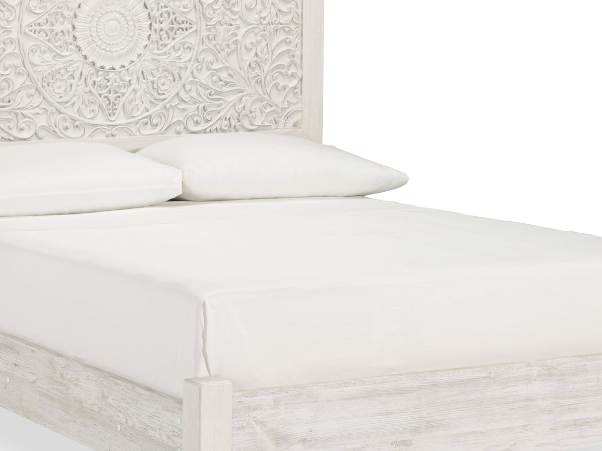 Paxberry Whitewash Full Panel Bed, Dresser, Mirror And Chest