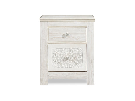 Paxberry Whitewash King Panel Bed, Dresser, Mirror And Nightstand