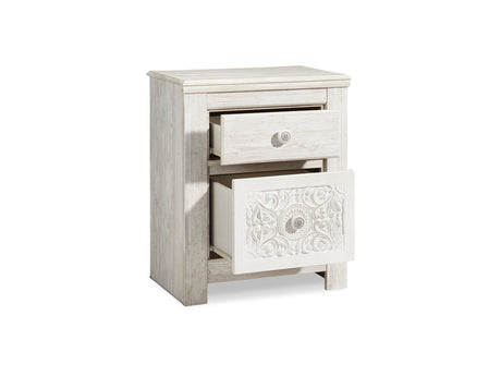 Paxberry Whitewash Full Panel Bed And Nightstand