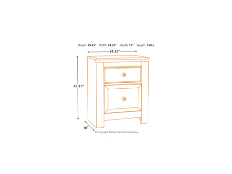Paxberry Whitewash Full Panel Bed And Nightstand