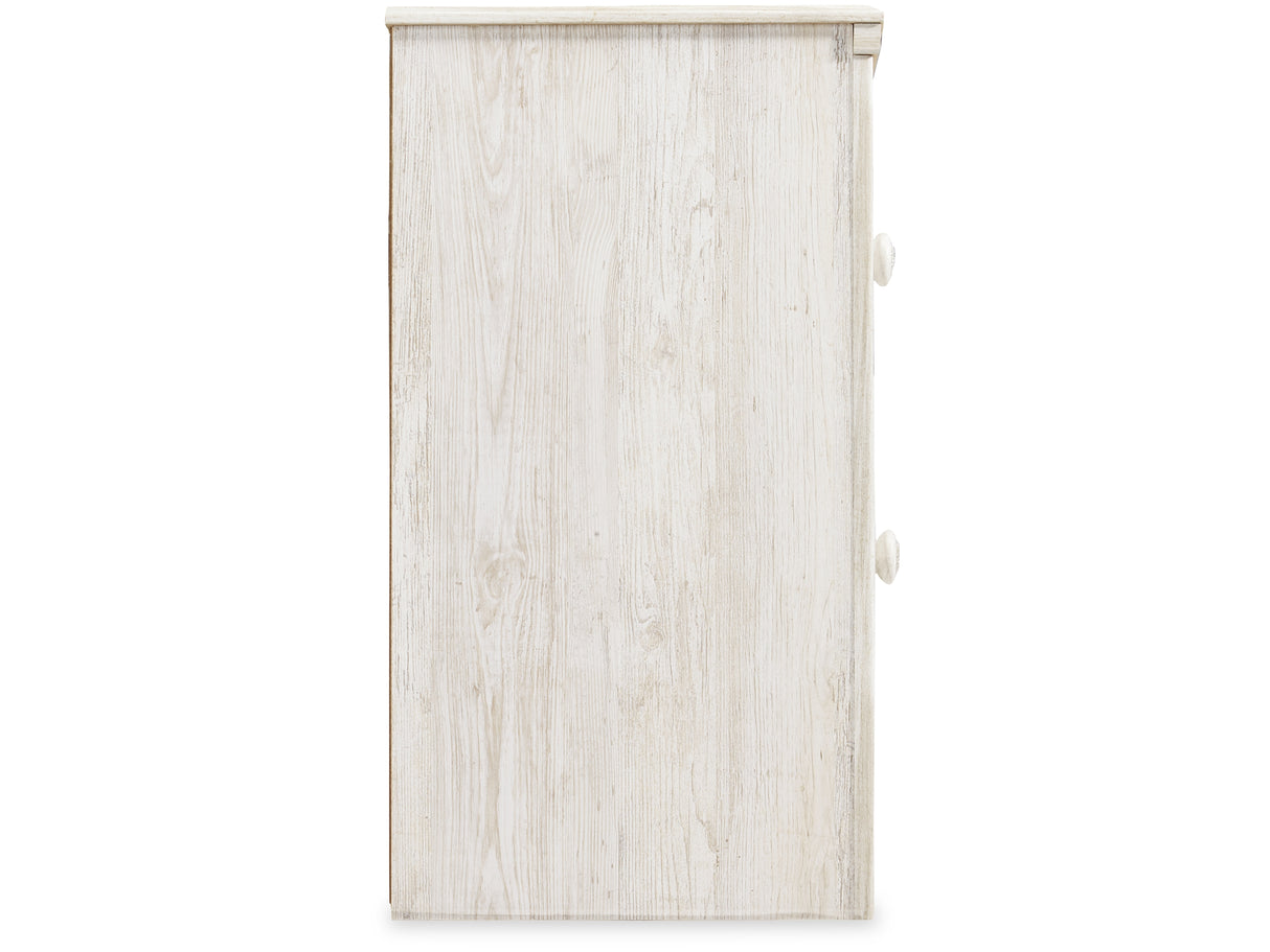 Paxberry Whitewash King Panel Bed, Dresser, Mirror And Nightstand