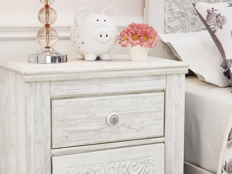 Paxberry Whitewash King Panel Bed, Dresser, Mirror And Nightstand