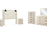 Cambeck Whitewash Queen Panel Headboard, Dresser, Mirror, Chest And 2 Nightstands
