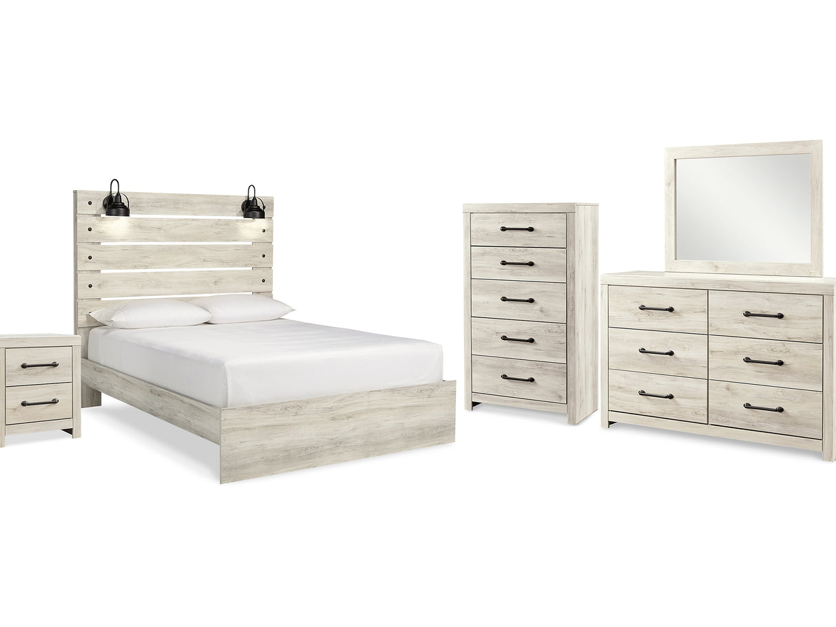 Cambeck Whitewash Queen Panel Bed, Dresser, Mirror, Chest And Nightstand
