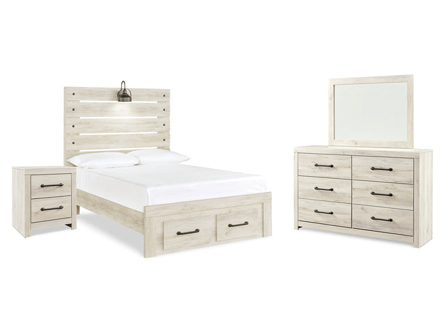 Cambeck Whitewash Full Panel Bed, Dresser, Mirror And Nightstand